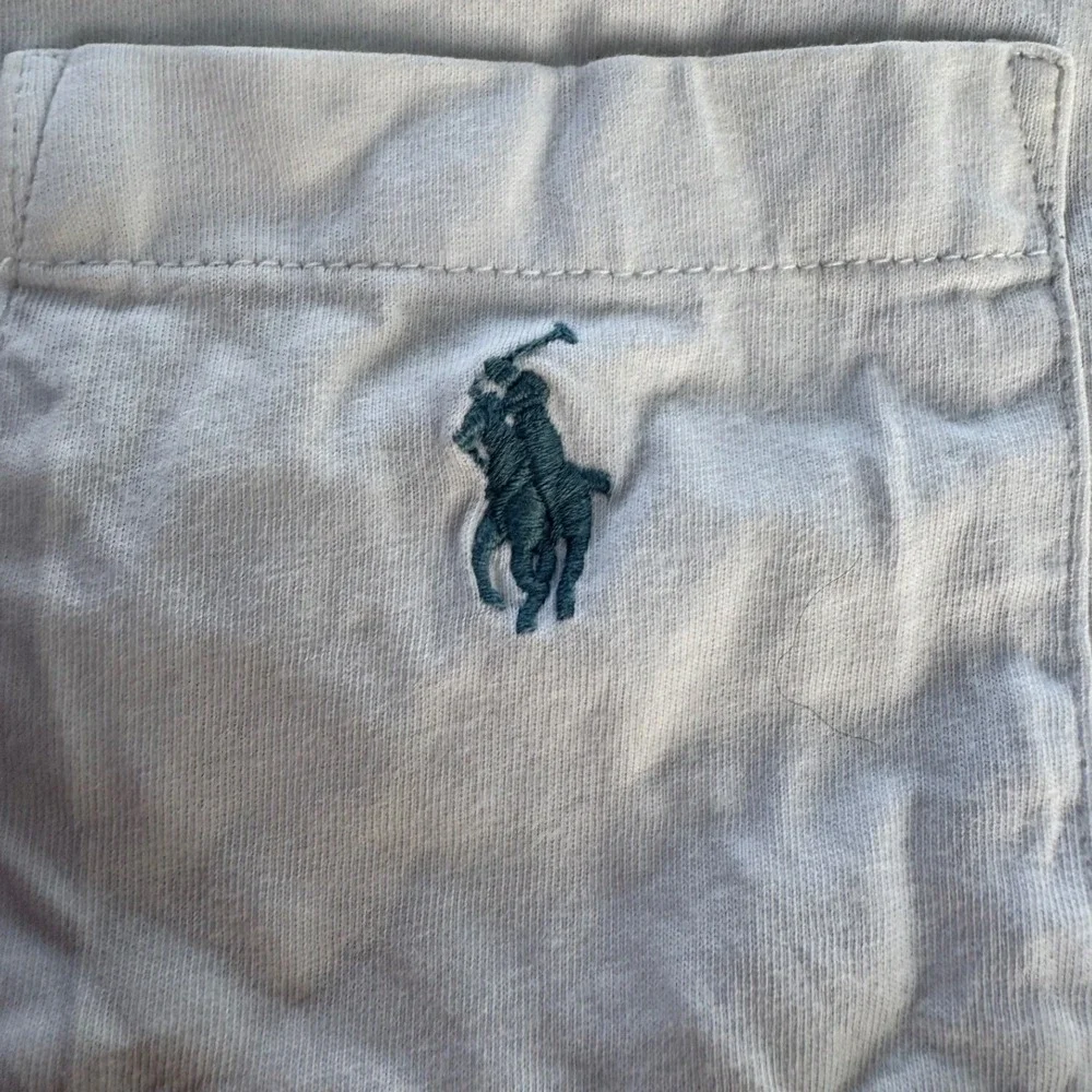 Polo Ralph Lauren Mens XL White Pocket T-Shirt Classic Fit Teal Blue Pony Logo